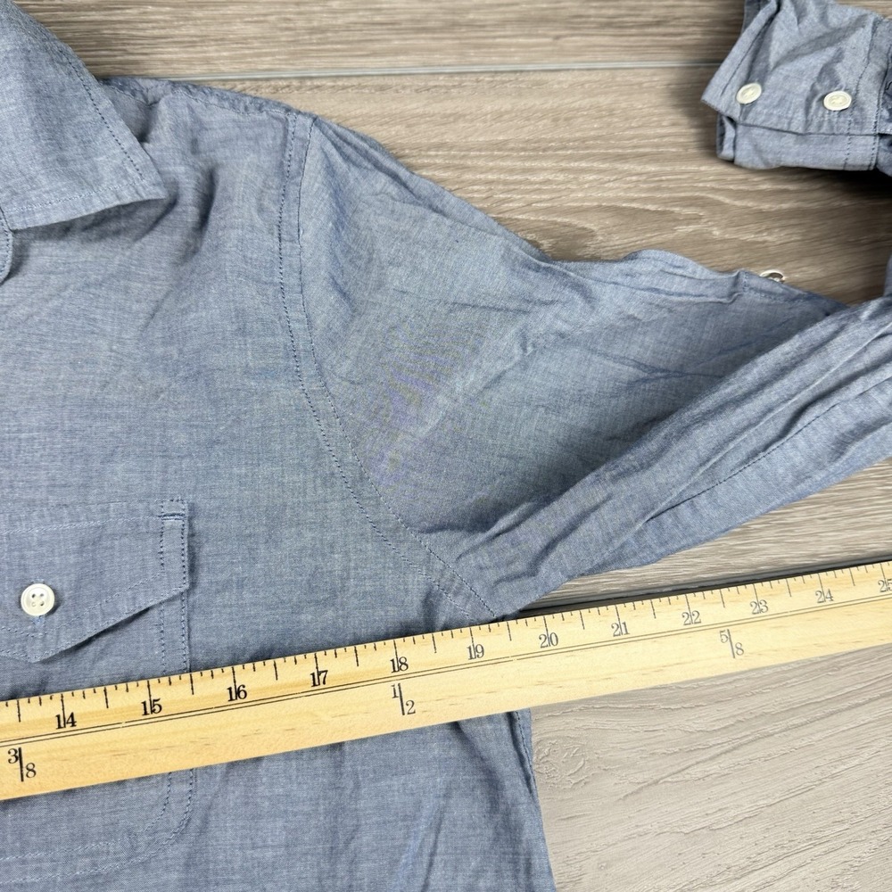 J Crew Women's Chambray Long Sleeve Button Front Tunic Top Blue Medium - Picture 6 of 7